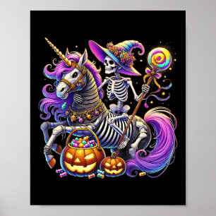 Affiche Skeleton équitation Skeleton Unicorn Halloween Cos