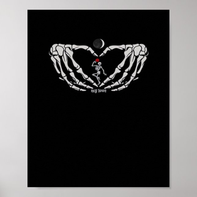 Affiche Skeleton Femme Avec Rouge Dans Le Coeur Fait De Ma (Devant)