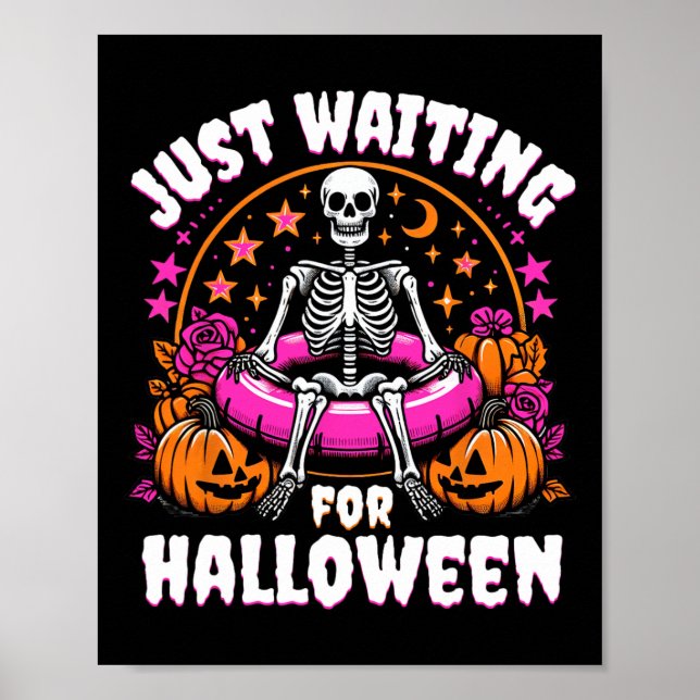 Affiche Skeleton Femmes Hommes En Attente D'Halloween (Devant)