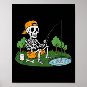Affiche Skeleton Fishing Halloween Poisson Soky Pêcheur Ho