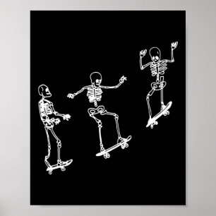 Affiche Skeleton Fun Skateboard Halloween Skateboard Sk