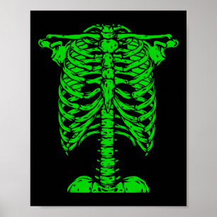 Affiche Skeleton Green Rib Cage Costume d'os Halloween Gra