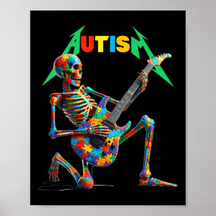 Affiche Skeleton Guitar Player Rock Music Sensibilisation 