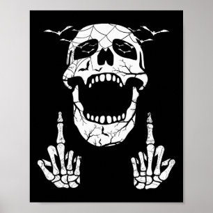 Affiche Skeleton Halloween Bones Halloween Doigt Moyen