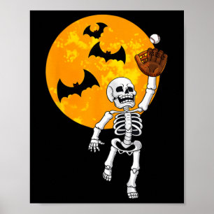 Affiche Skeleton Halloween Hommes garçons Baseball Hallowe