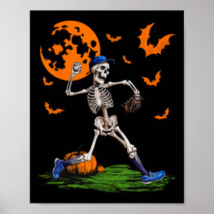 Affiche Skeleton Halloween Hommes garçons Baseball Saison 