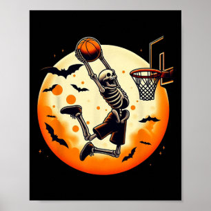 Affiche Skeleton Halloween Hommes garçons Basketball Hallo