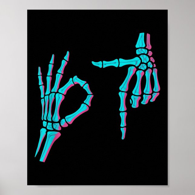 Affiche Skeleton Hand Funny Six Seven 6 7 Meme 67 Hallowee (Devant)