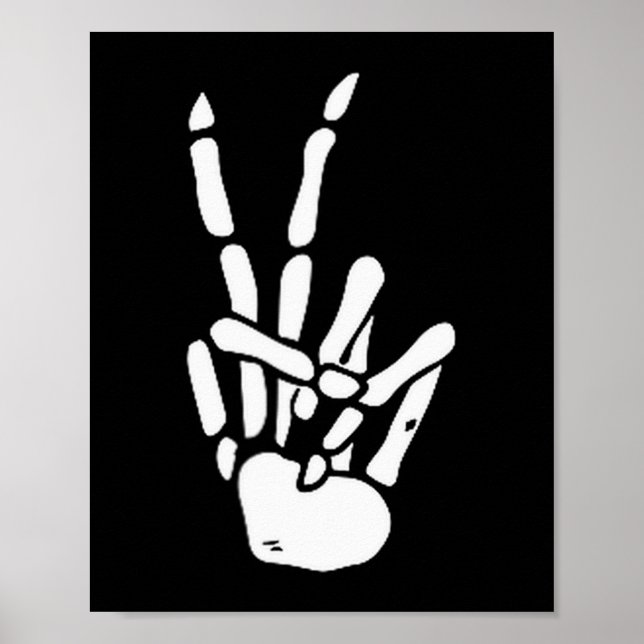 Affiche Skeleton Hand Peace Sign Bone  (Devant)