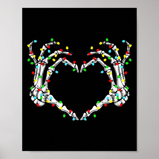 Affiche Skeleton Hands Heart Sign Light Christmas Costume  (Devant)