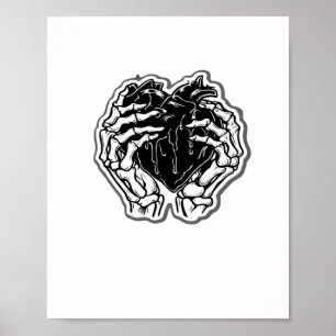 Affiche Skeleton Heart Hands Drôle