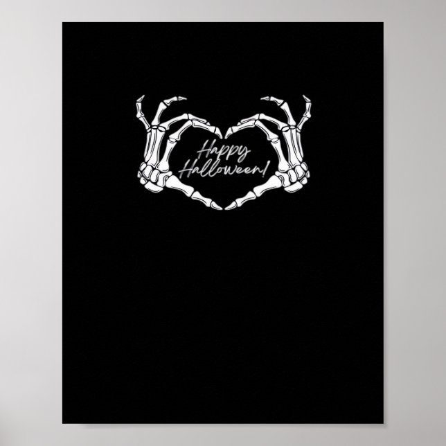 Affiche Skeleton Heart Hands, Happy Halloween Skeleton, Ha (Devant)