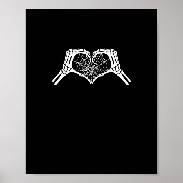 Affiche Skeleton Heart Hands Spiderweb Halloween Éffrayant (Devant)