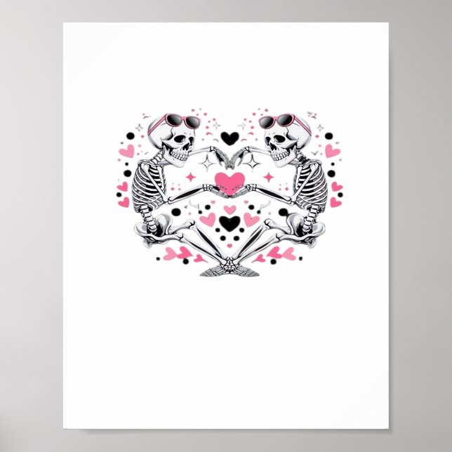 Affiche Skeleton Heart Mains Classique Viral (Devant)