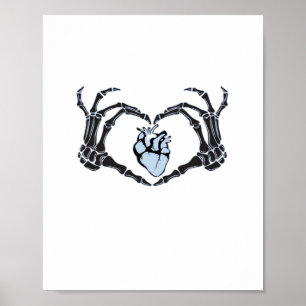 Affiche Skeleton Heart Mains Design Classique Pour Hallowe