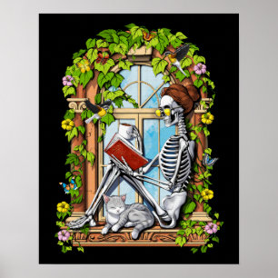 Affiche Skeleton Hippie Plantes