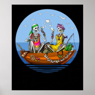 Affiche Skeleton Hippie Vacances
