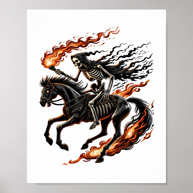 Affiche Skeleton Horseman Riding Flaming Horse (Devant)