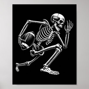 Affiche Skeleton Jouer Football Halloween Crâne Lover