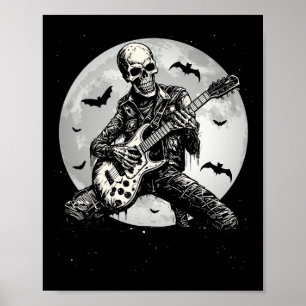 Affiche Skeleton Jouer Guitare Punk Rock Musique Halloween