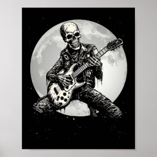 Affiche Skeleton Jouer Guitare Punk Rock Musique Halloween