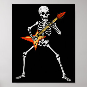 Affiche Skeleton Jouer Guitare Rock Musique Soky Halloween