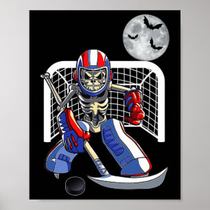 Affiche Skeleton Jouer Hockey sur glace Joyeux Halloween J
