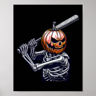 Affiche Skeleton Jouer Joueur De Baseball Halloween