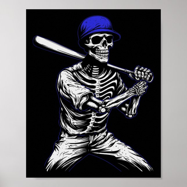 Affiche Skeleton Joueur de baseball Halloween (Devant)
