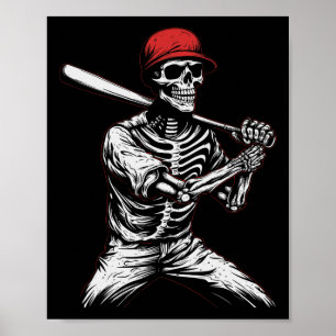 Affiche Skeleton Joueur de baseball Halloween 1