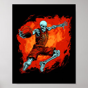 Affiche Skeleton Joueur de basket Halloween Éffrayant