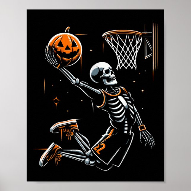 Affiche Skeleton Joueur De Basket Hommes Garçons Y Pour Ha (Devant)