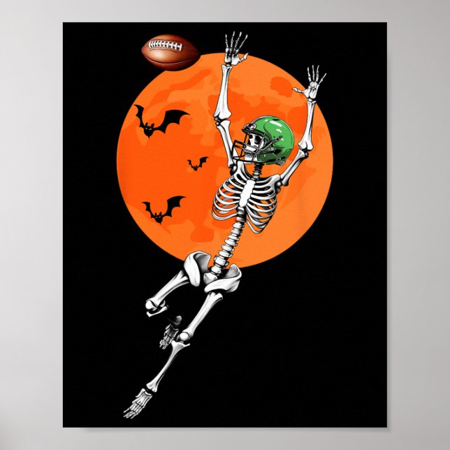 Affiche Skeleton Joueur de football Halloween (Devant)