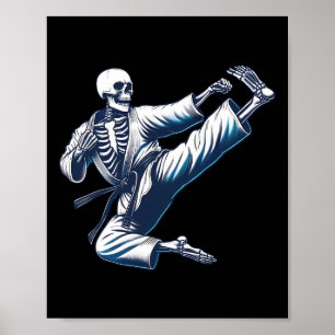 Affiche Skeleton Karate Kick Martial Arts Kickboxing Mixed