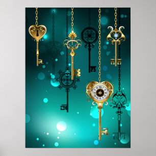 Affiche Skeleton Keys on Green Background