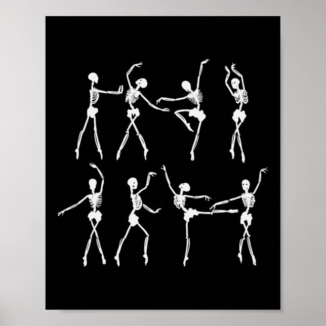 Affiche Skeleton Llerinas Llet Dance mignonne Halloween Co (Devant)