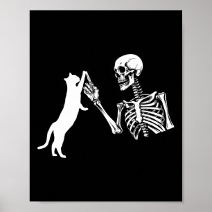 Affiche Skeleton Main Jouer Chat Amusant Halloween Costume