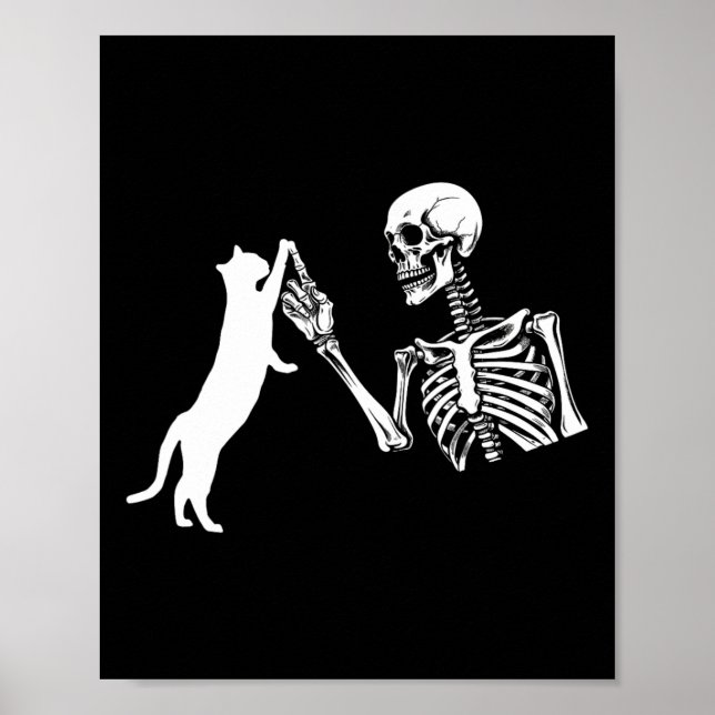 Affiche Skeleton Main Jouer Chat Amusant Halloween Costume (Devant)