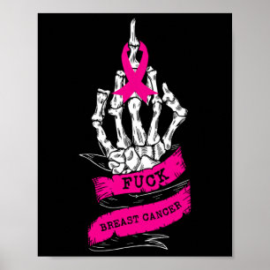 Affiche Skeleton Main Pour Pink Funny Cancer Du Sein