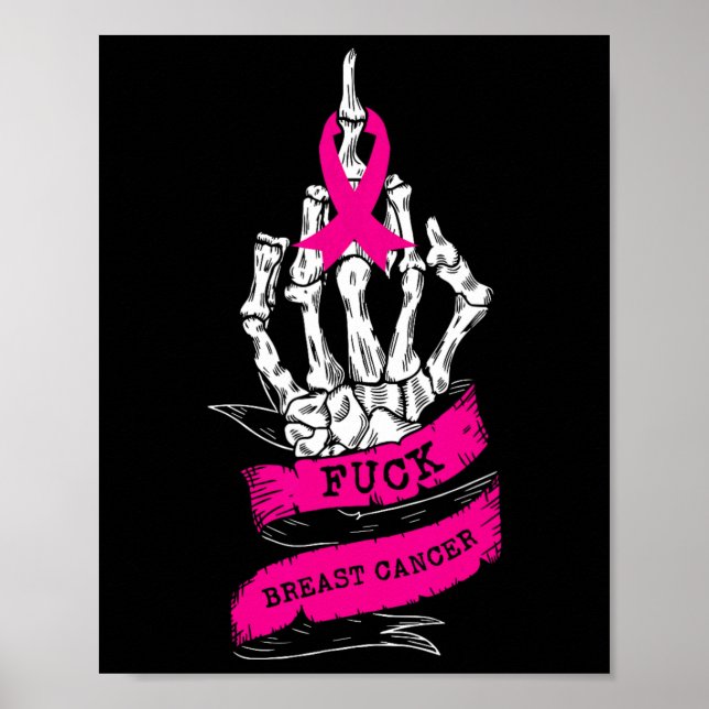 Affiche Skeleton Main Pour Pink Funny Cancer Du Sein (Devant)