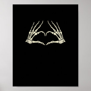 Affiche Skeleton Mains Coeur drôle Halloween Hommes Femmes