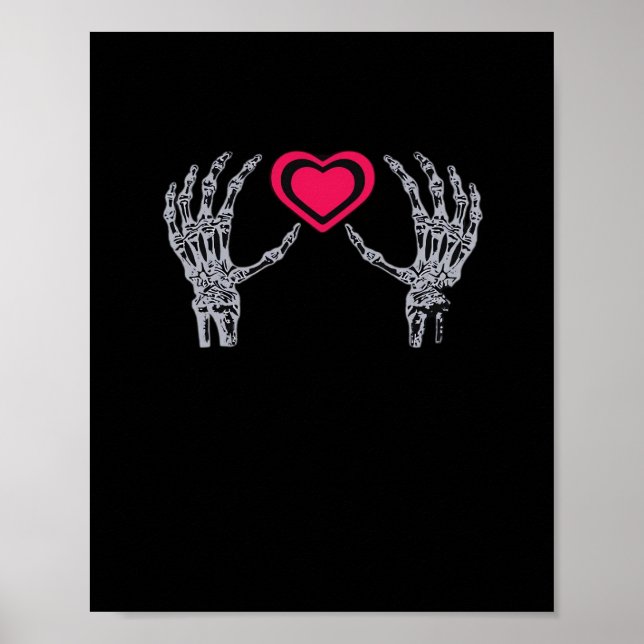 Affiche Skeleton Mains Coeur mignon (Devant)