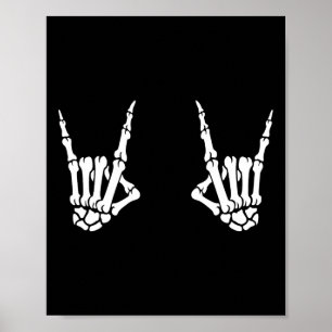 Affiche Skeleton Mains Rocker Rock Sur Rock Star