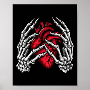 Affiche Skeleton Mains tenant Coeur Halloween Costume Wom