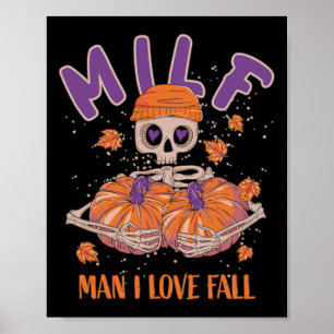 Affiche Skeleton Man I Love Fall Funny Skeleton Citrouille
