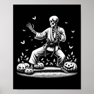 Affiche Skeleton Martial Art Karaté Joueur Joueur Hallowee