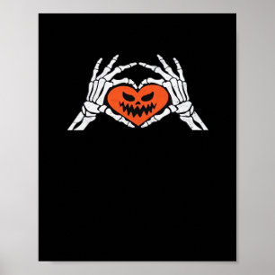 Affiche Skeleton Met Un Coeur Halloween Éffrayant Classiqu