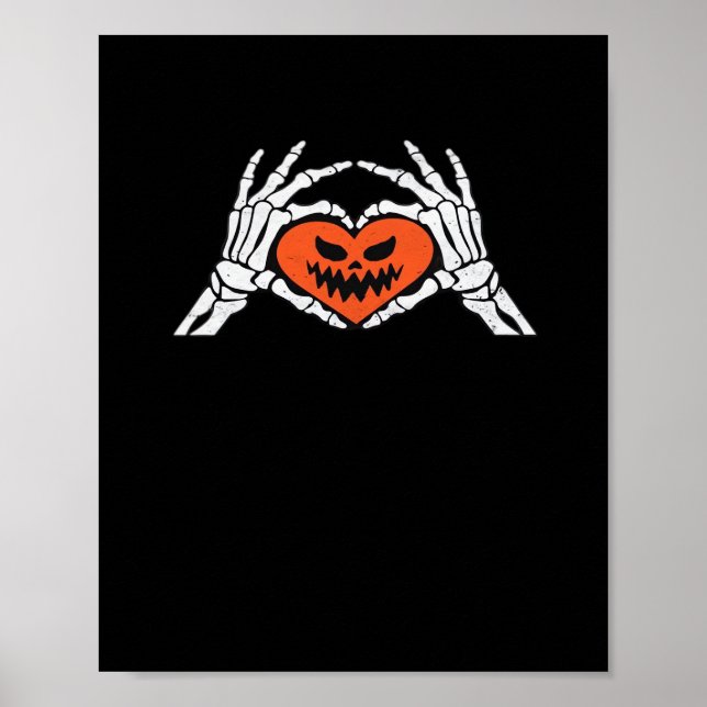 Affiche Skeleton Met Un Coeur Halloween Éffrayant Classiqu (Devant)