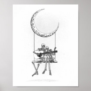 Affiche Skeleton Moon Band Tee - shirts - Rock And Roll Co