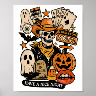 Affiche Skeleton Motel Repos En Pièces Ont Une Belle Nuit